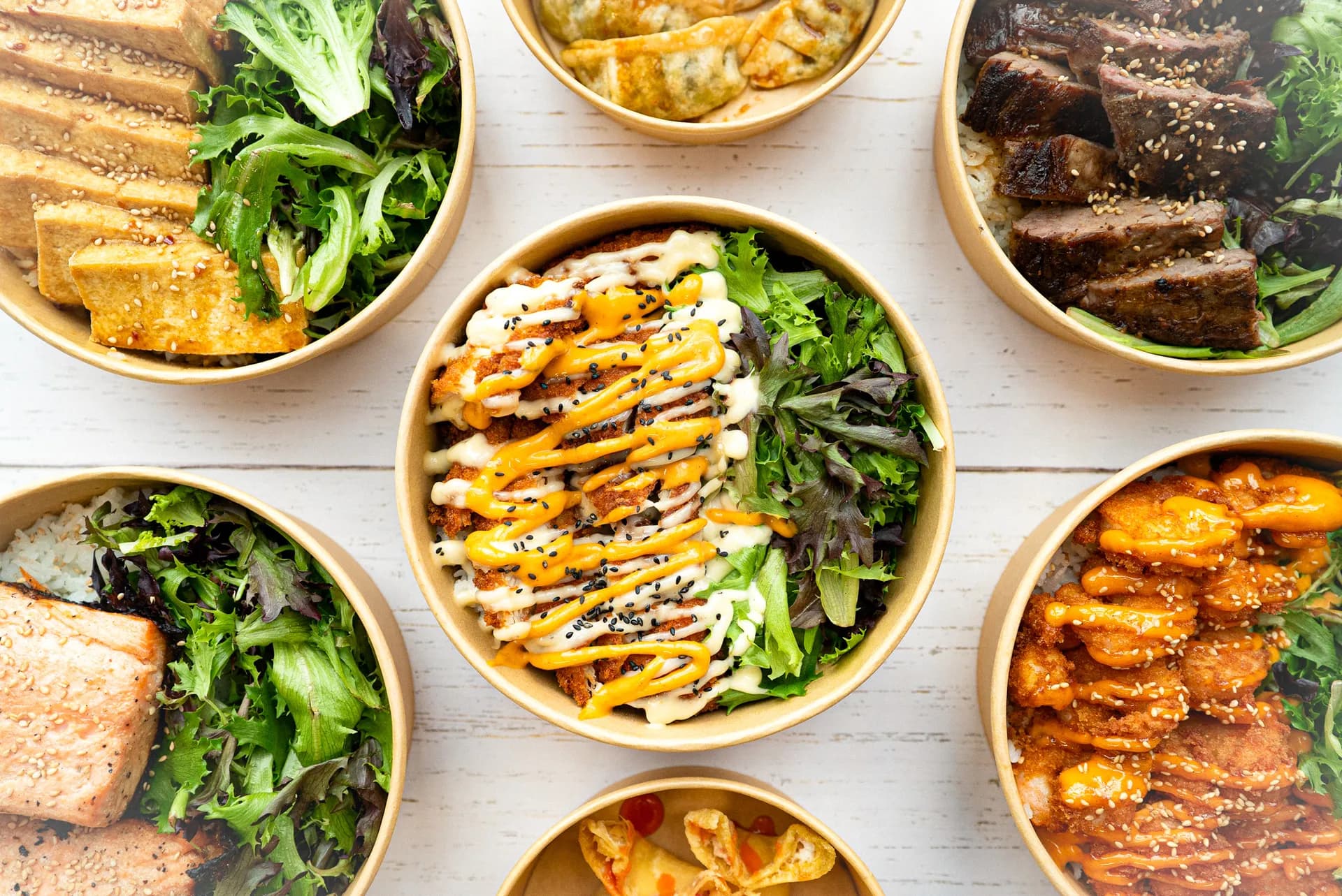 Asian fusion rice bowls at Bowls of Rice Chicago — Avondale